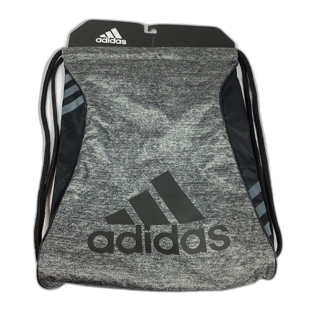 Adidas Drawstring Backpack Cinch Sack Bag Athletic Sports School Black New